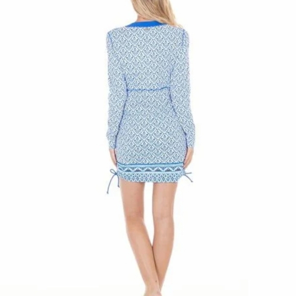 CABANA LIFE Palm Dessert UPF +50 Embroidered Rash Guard rouched SWIM Dress  MED - Picture 3 of 11